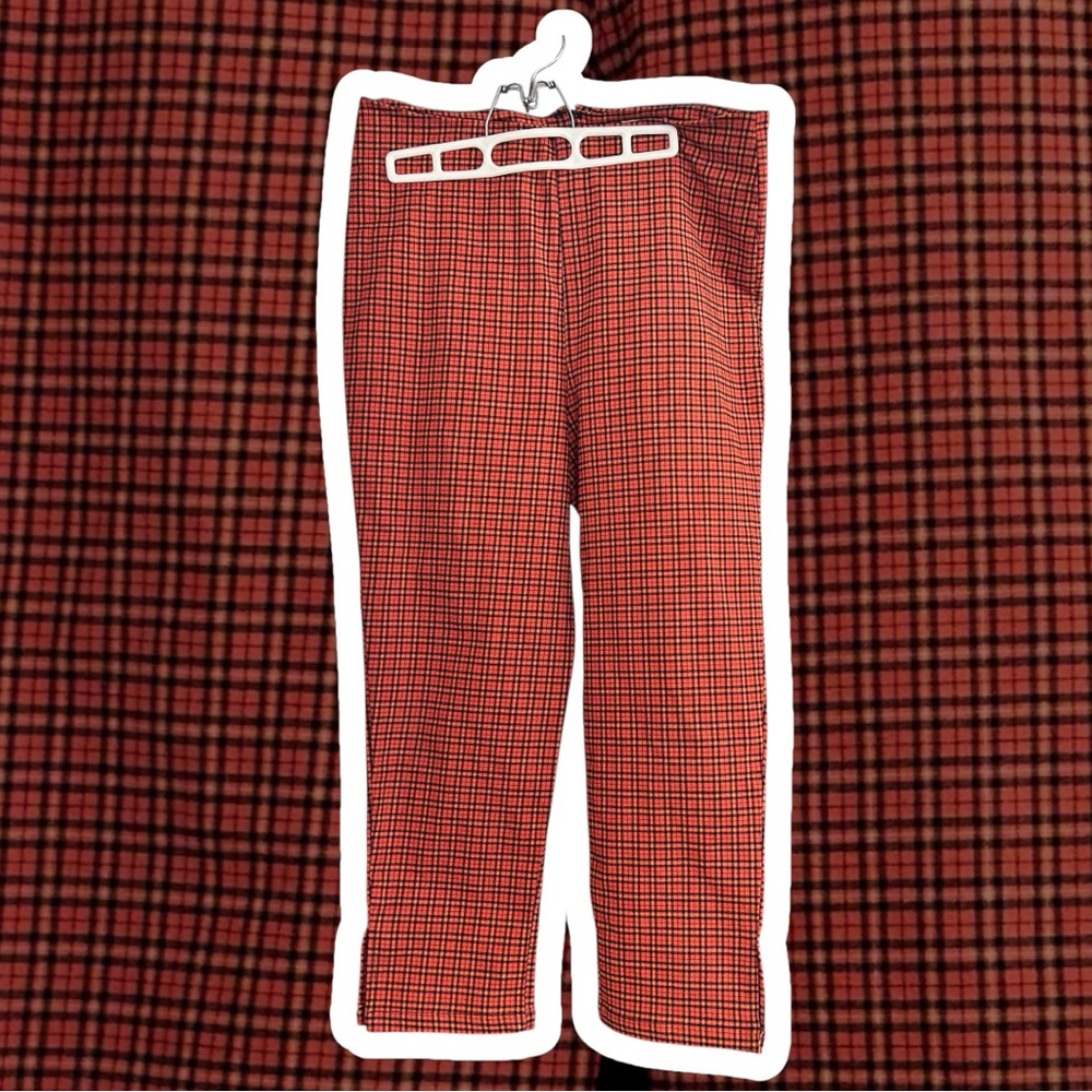 WILL DONATE SOON Women’s Like New Unique  Orange Plaid Cropped Pants XL/14.